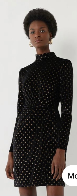 Black Velvet Polka Dot Dress Women s Fashion Dresses Sets