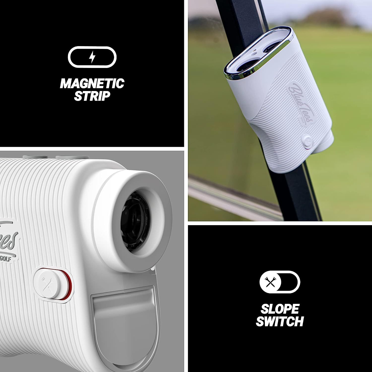 Blue Tees Golf - Series 3 Max with Laser Rangefinder with Slope Switch -  900 Yards Range, Slope Measurement, Magnetic Strip, Ambient Display, Flag