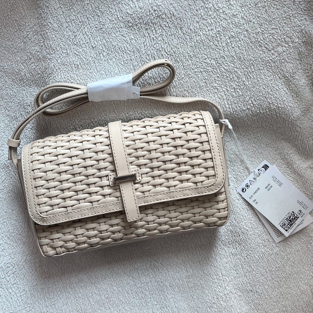  Other Stories Braided Leather Crossbody Bag in Gray
