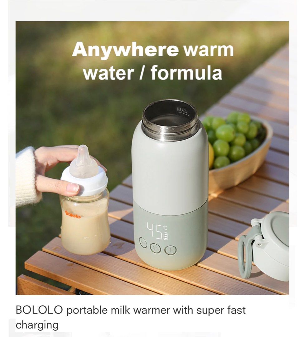 BOLOLO portable milk warmer with super fast charging