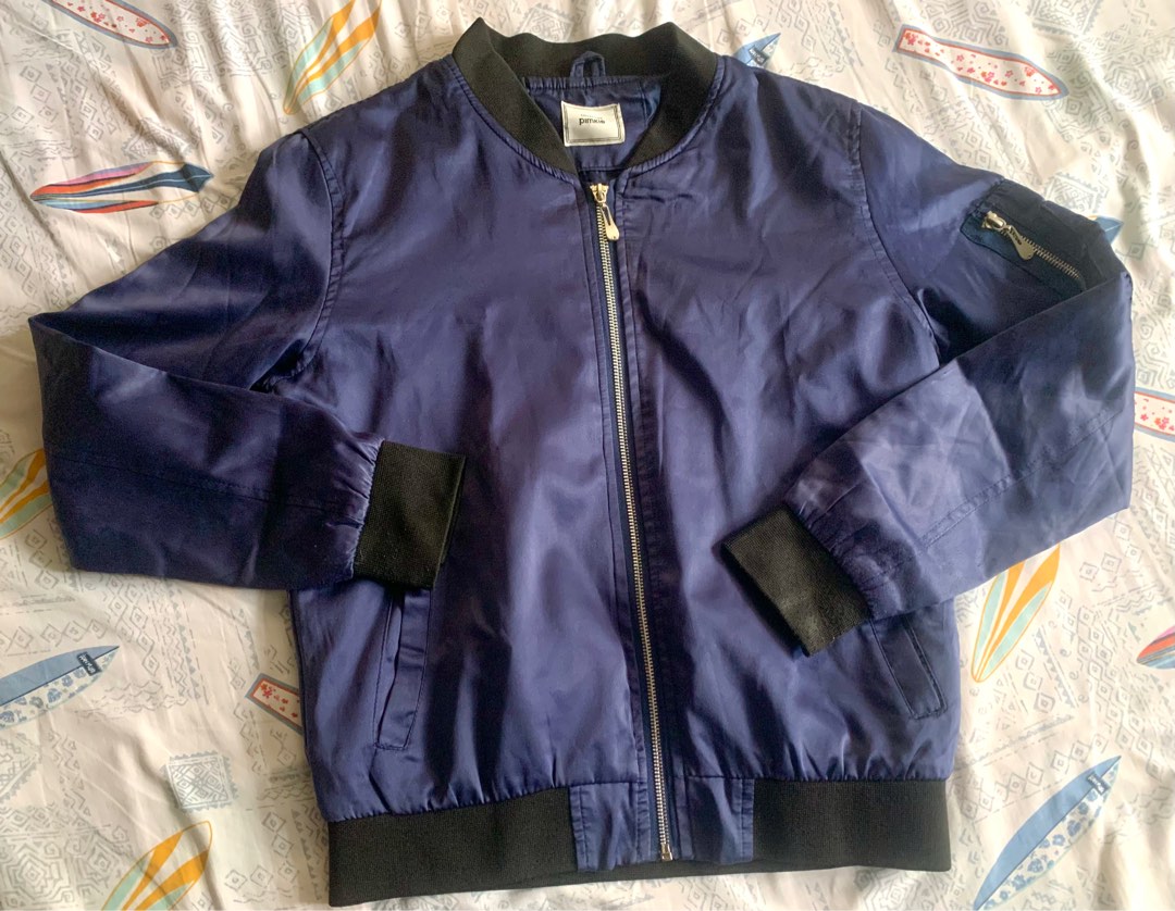 Bomber Jacket Unisex Navy Blue on Carousell