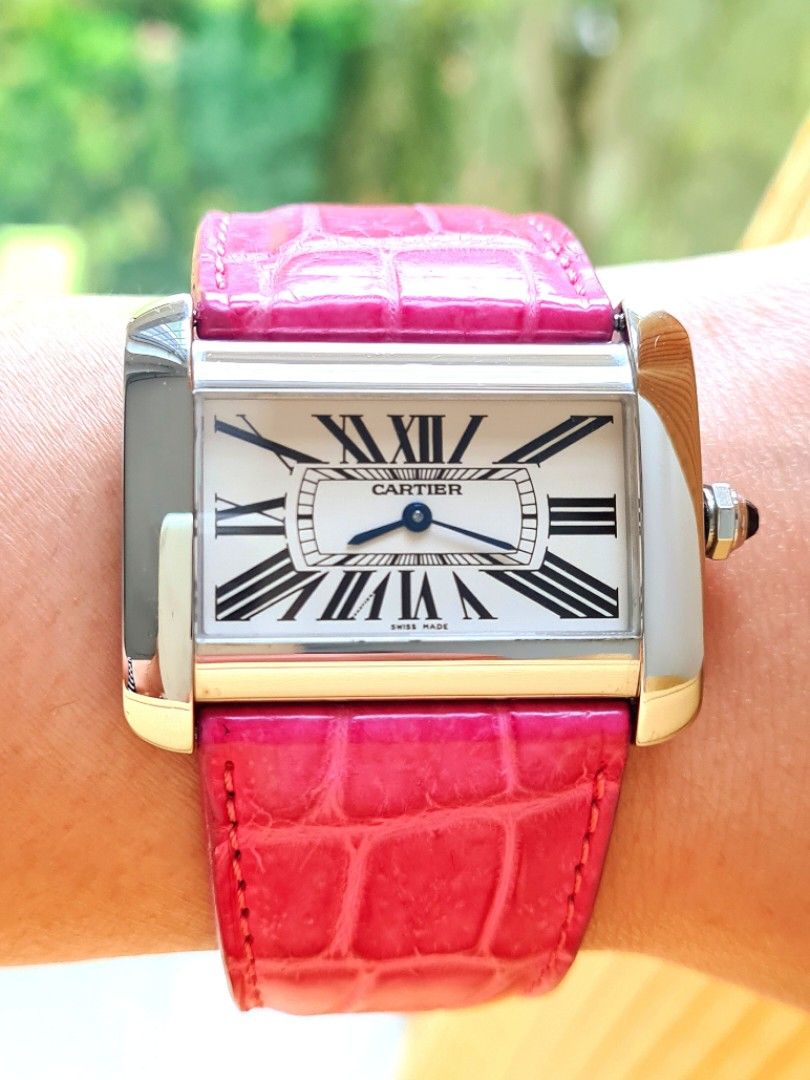 Cartier women's discount watch pink face