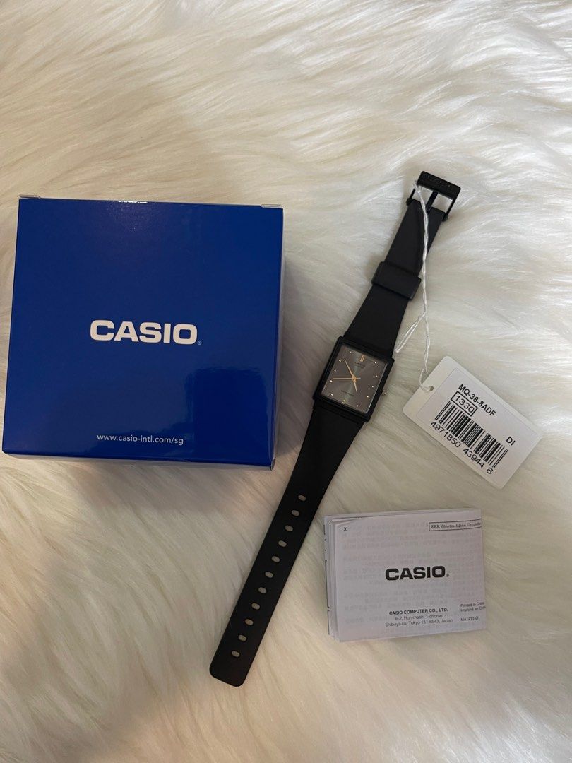 Casio MQ38 8A Men s Rectangular Classic 3 Hand Analog Watch MQ38 8A Black