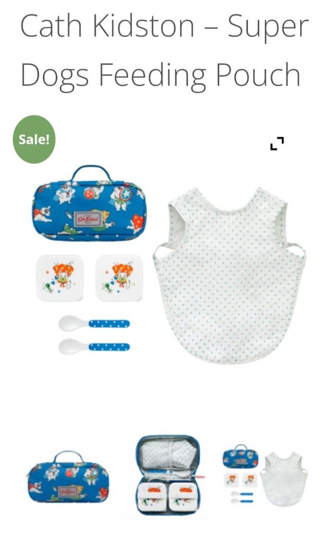 Cath Kidston Feeding Pouch with Bib and Containers Super Dogs Design Babies Kids Nursing Feeding Weaning Toddler Feeding on Carousell