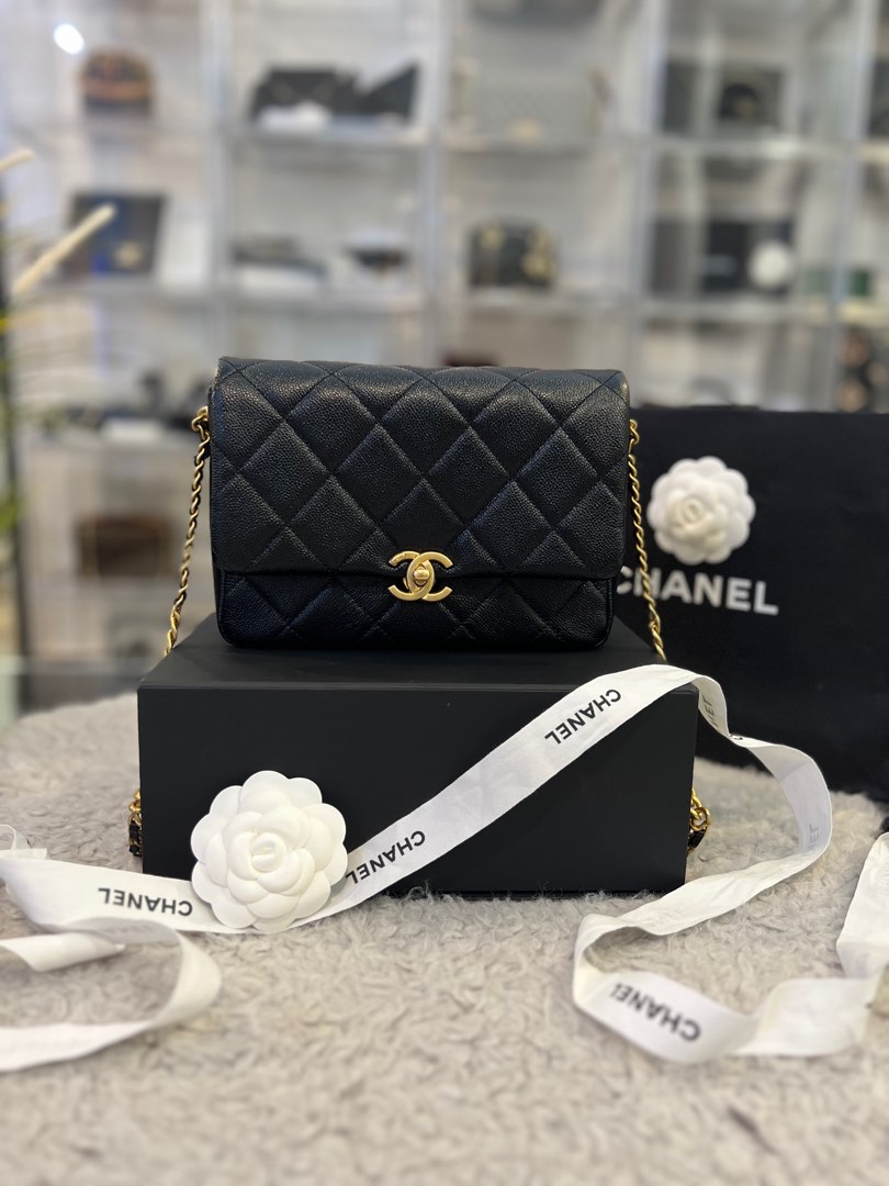 CHANEL My Everything Small Caviar Quilted Leather Flap Shoulder Bag Wh