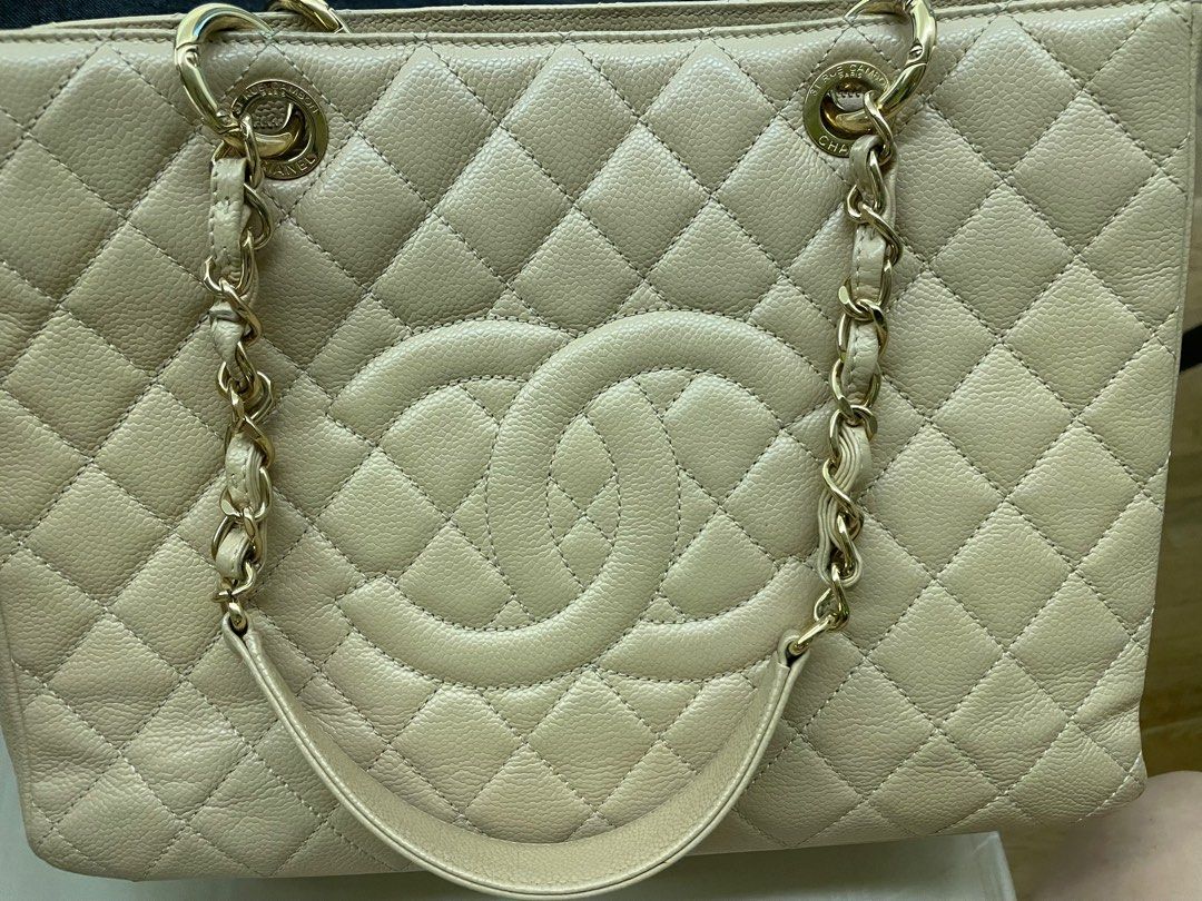 Chanel Beige Caviar Grand Shopping Tote, Luxury, Bags & Wallets on Carousell