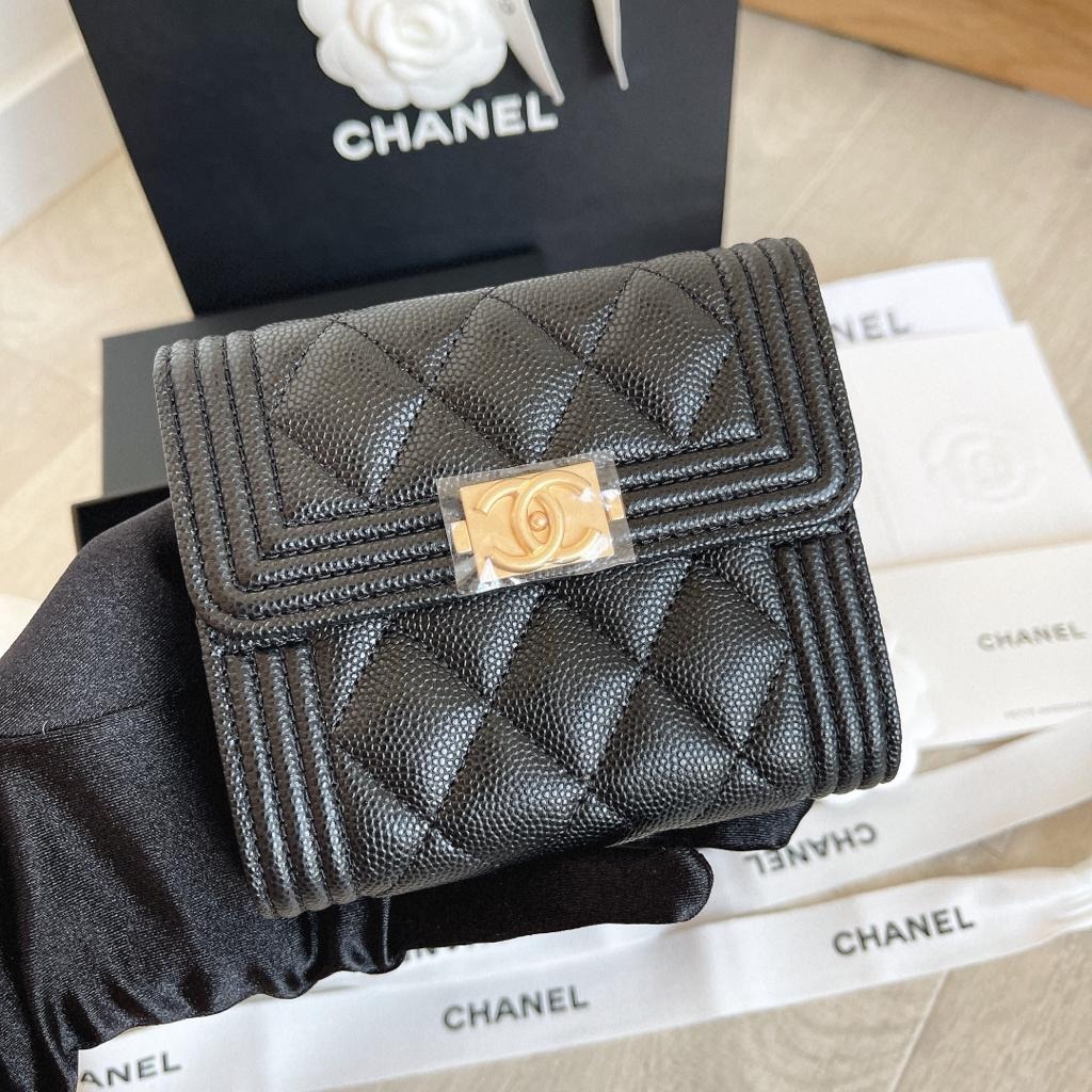Chanel Boy Short Flap Wallet Boy Chanel Small Wallet Caviar GHW