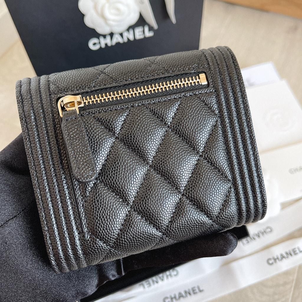 Chanel Boy Short Flap Wallet Boy Chanel Small Wallet Caviar GHW