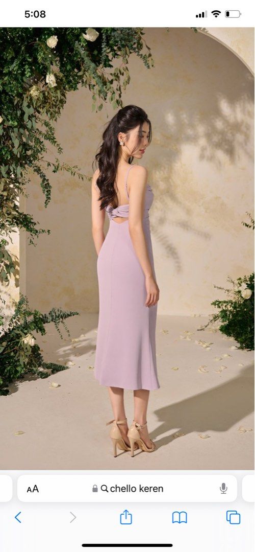 Keren Pleated Twist Back Padded Dress in Romantic Lavender