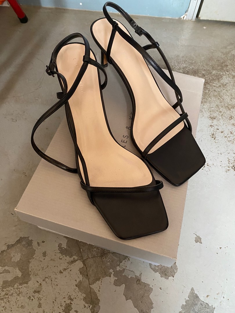 Asymmetric on sale strap heels