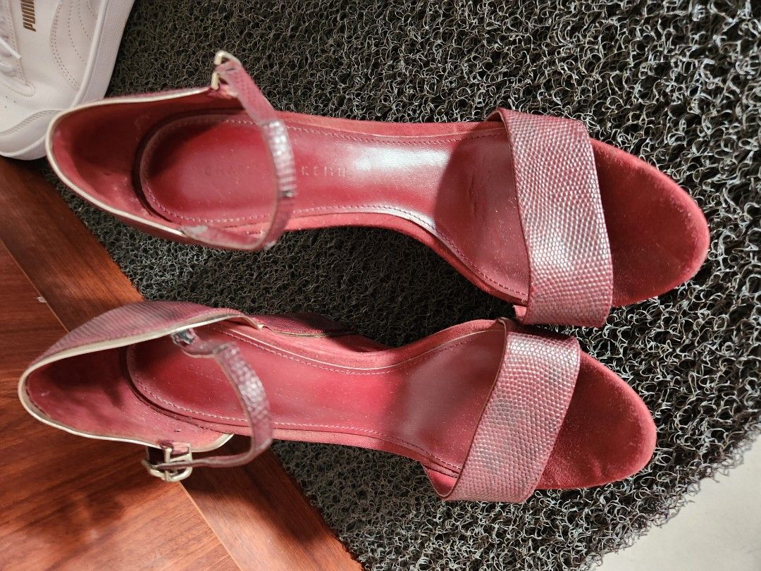C K Dark Red Wedges Women s Fashion Footwear Heels on Carousell