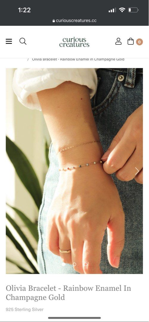 Curious Creatures Olivia Bracelet Rainbow Enamel In Champagne