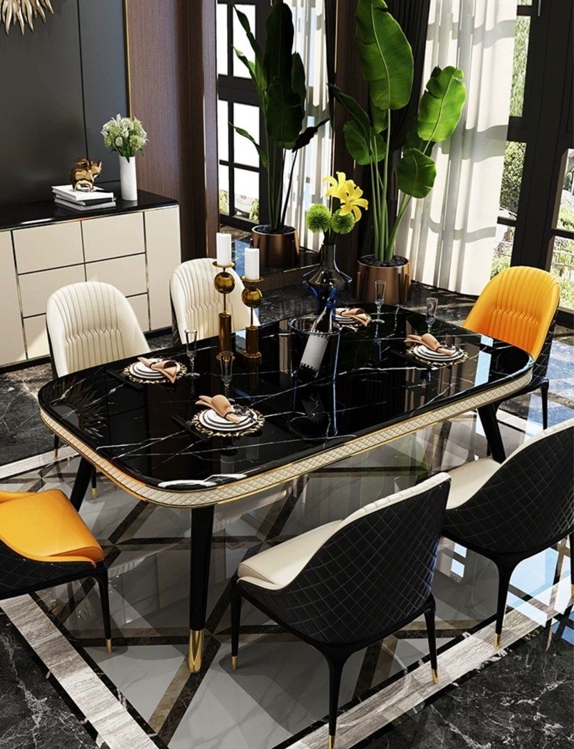 DAMON Modern Marble Dining Table, Furniture & Home Living, Furniture