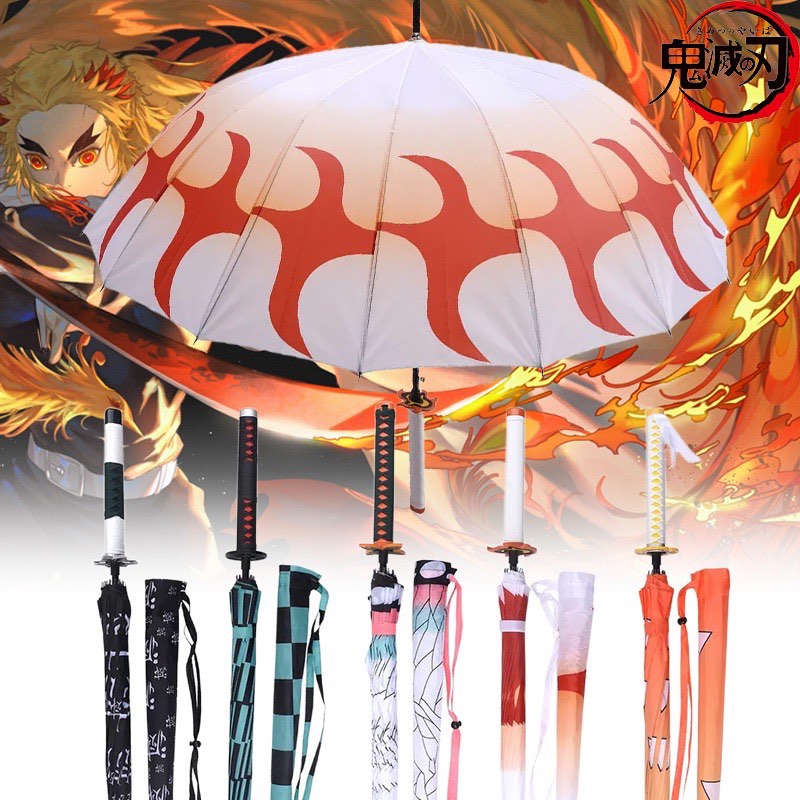 Demon Slayer Anime Katana Long Handle Parasol Umbrella (115cm diameter ...