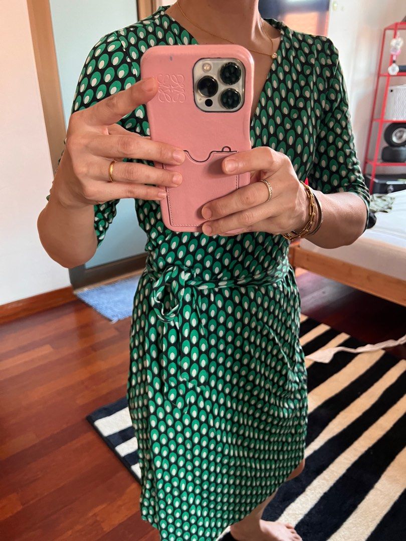 Dvf green top silk dress