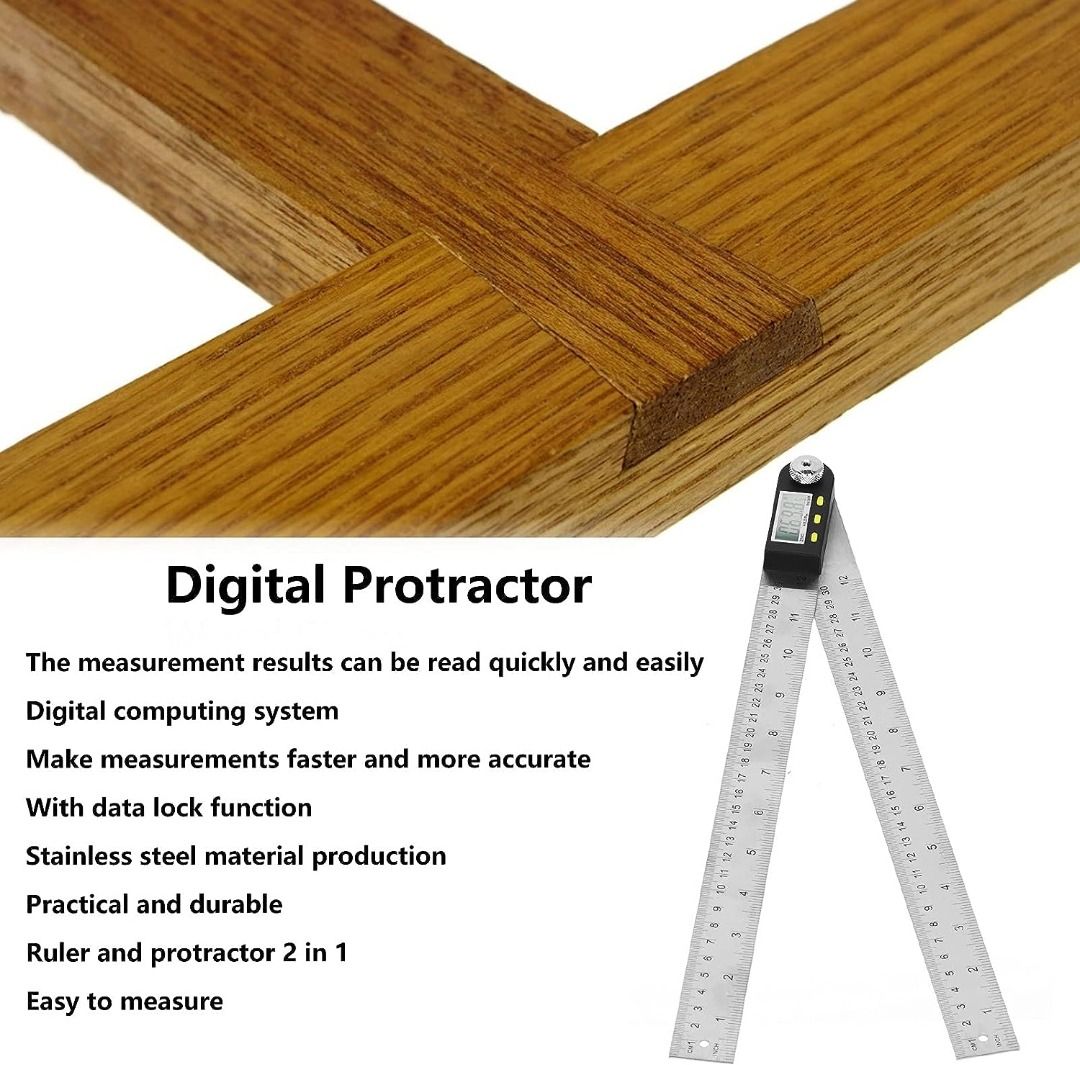 Digital Angle Finder 2 in 1 Digital Protractor,200mm Stainless Steel