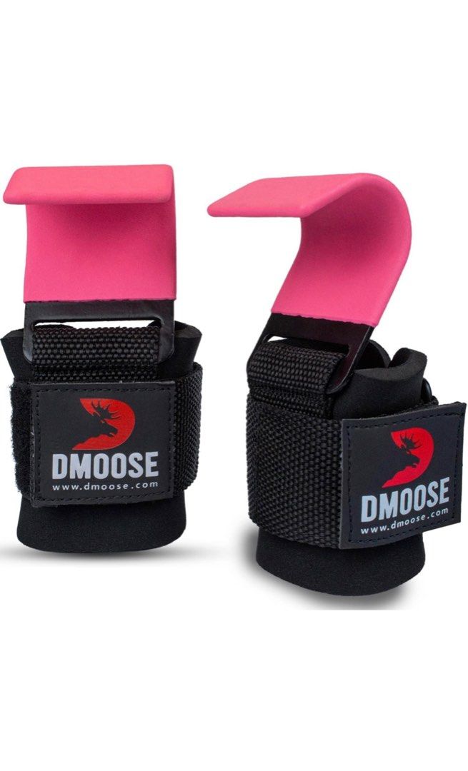 DMoose Fitness Weight Lifting Hooks (Pair), Hand Grip Support Wrist Straps  for Men and Women, 8 mm Thick Padded Neoprene, Deadlift, Powerlifting, Pull