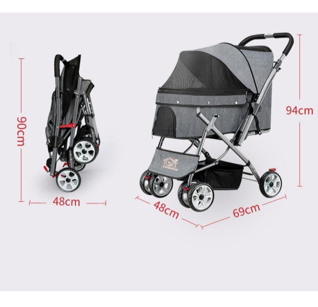 Dual View Extra Large Pet Stroller with Reversible Handle 2 Ways Handle