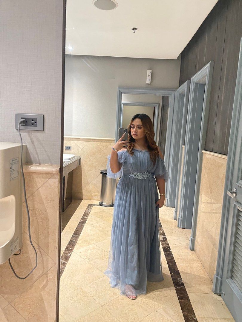 Dusty Blue Tulle Gown (Category: Evening dresses & gowns) located in Imus. Submitted by _j.amila (Listing ID 1245922222, Image 1). Description: Dusty Blue Tulle Gown Used once in a wedding. Fits best for large size Queens. .