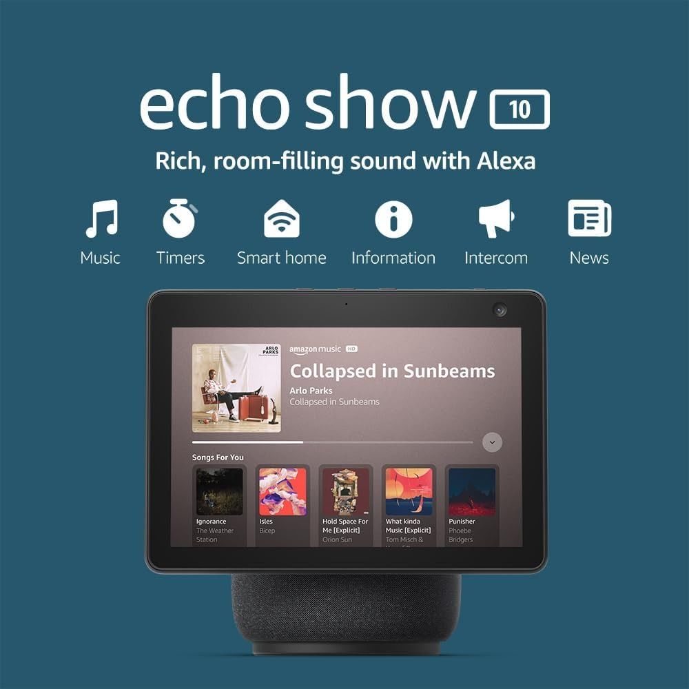 Echo Show 10 HD Smart Display with Motion and Alexa - Glacier White  (3rd Generation)