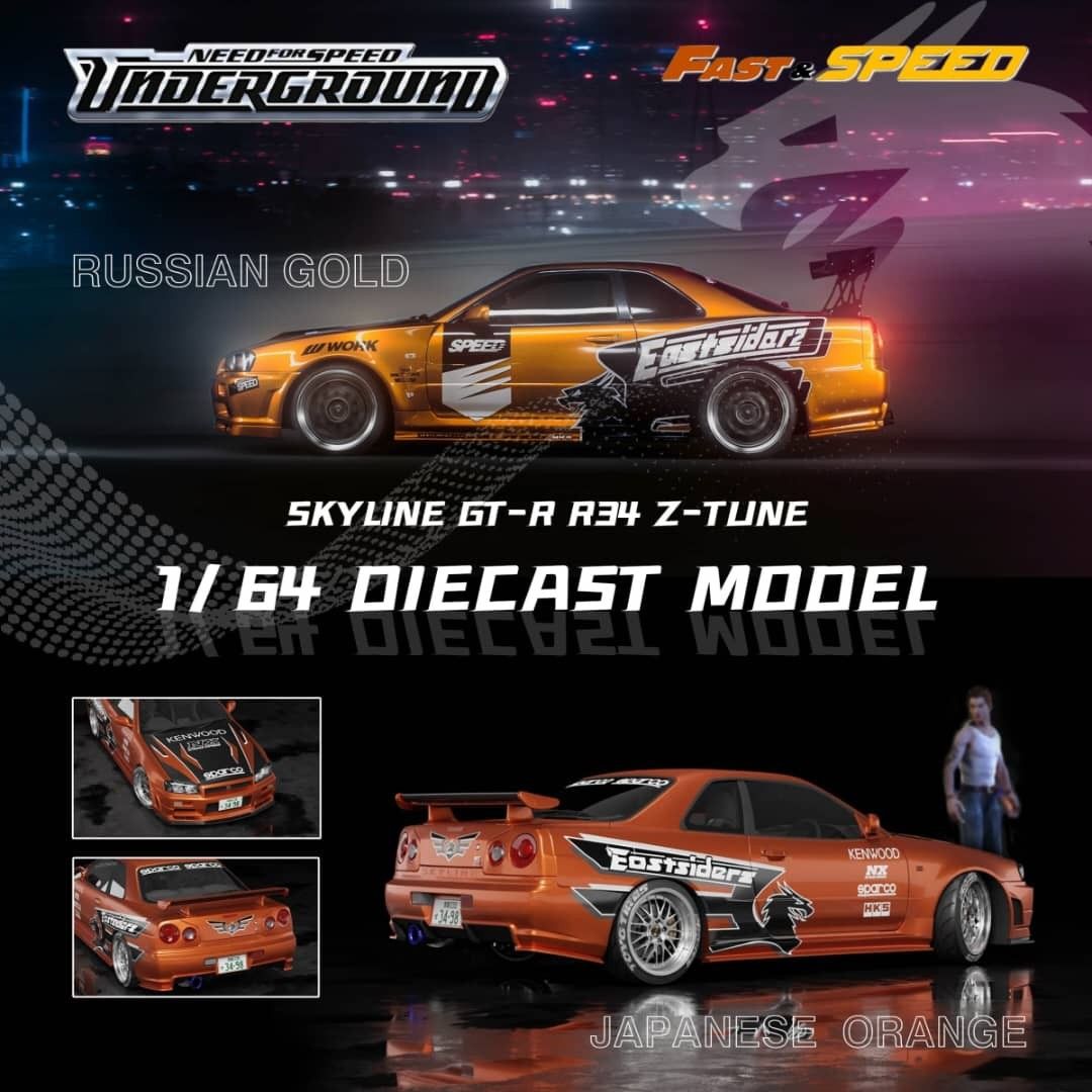 Fast Speed FS 1:64合金模型！Skyline GT-R R34 Z-Tune，首批2色預售中