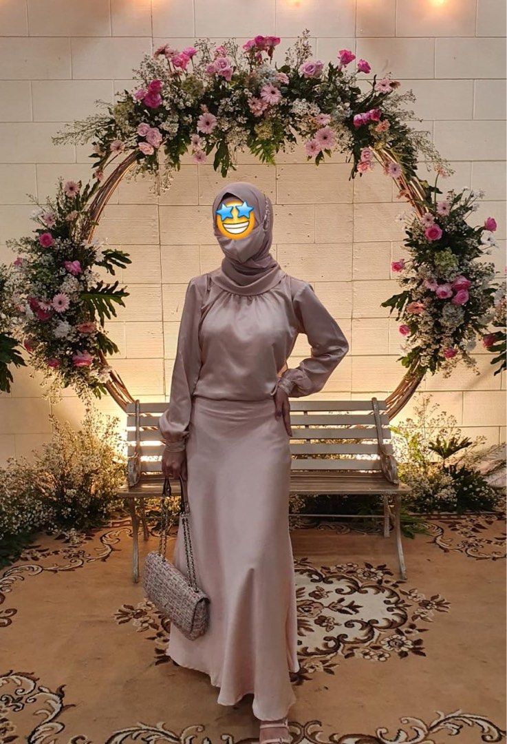 Gaun satin bridal hijab shop