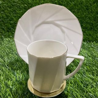 Florence Creative Design by Daito White Hexagon Demitasse Coffee Mug Tea Cup and Saucer Goldrubbed Rim with Backstamp, 1duo available - P275.00