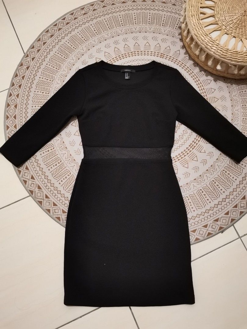 Forever 21 black top long sleeve dress