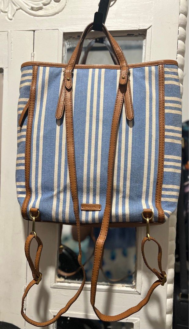 Fossil Backpack/Shoulder/Handbag tote (3 way bag) (Category: Backpacks) located in Urdaneta. Submitted by wonderfulbagsofalice (Listing ID 1245948460, Image 2). Description: Comes with the tag $198 or P10,873.00. Can fit 13” laptop The linings are made of genuine leather thus makes it more durable & classic looking. All accessories which composed of the tassel & the key are included on the listed price. Just needs a little cleaning on the canvas.