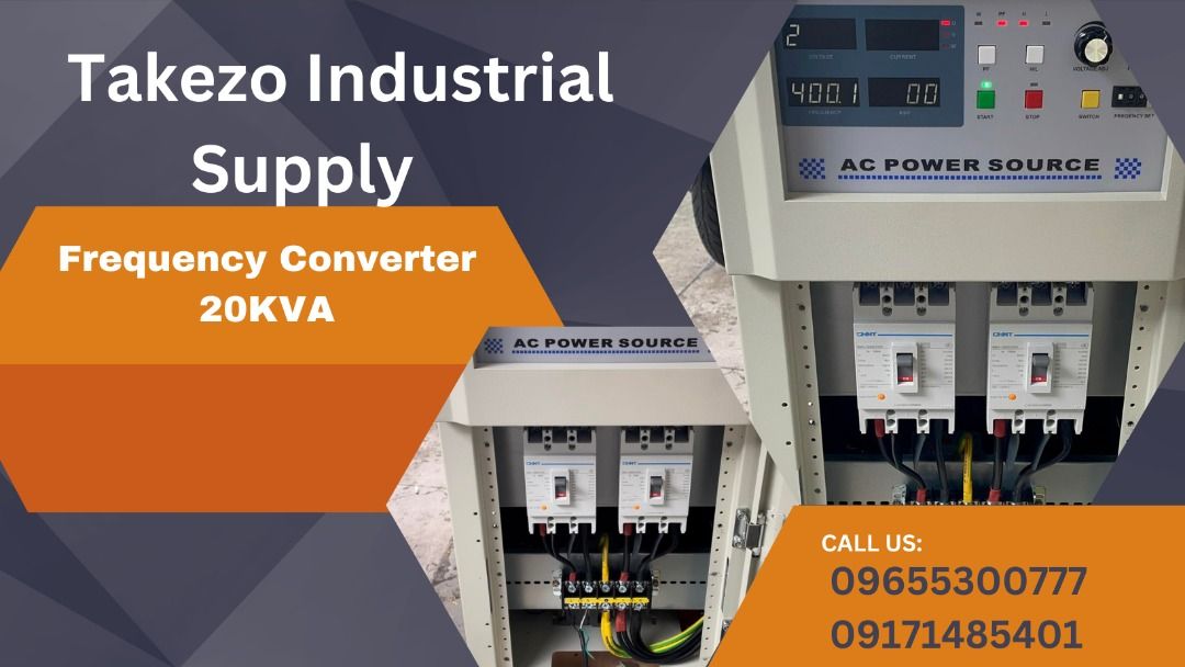 Frequency Converter 20KVA (Category: Construction Tools & Equipment) located in Manila. Submitted by angiedalu10338 (Listing ID 1245860234, Image 1). Description: FREQUENCY CONVERTER 20KVA SINGLE PHASE INPUT: 220V/60HZ OUTPUT: 220-300V/50HZ FREQUENCY: 40-499HZ PRICE: 379,286 For faster transaction call txt or viber 09948037227 Look for Shane *PRICE MAY CHANGE WITHOUT PRIOR NOTICE *ITEM IS VAT EXCLUSIVE *SUBJECT FOR AVAILABILITY *PRICE DEPENDS ON 