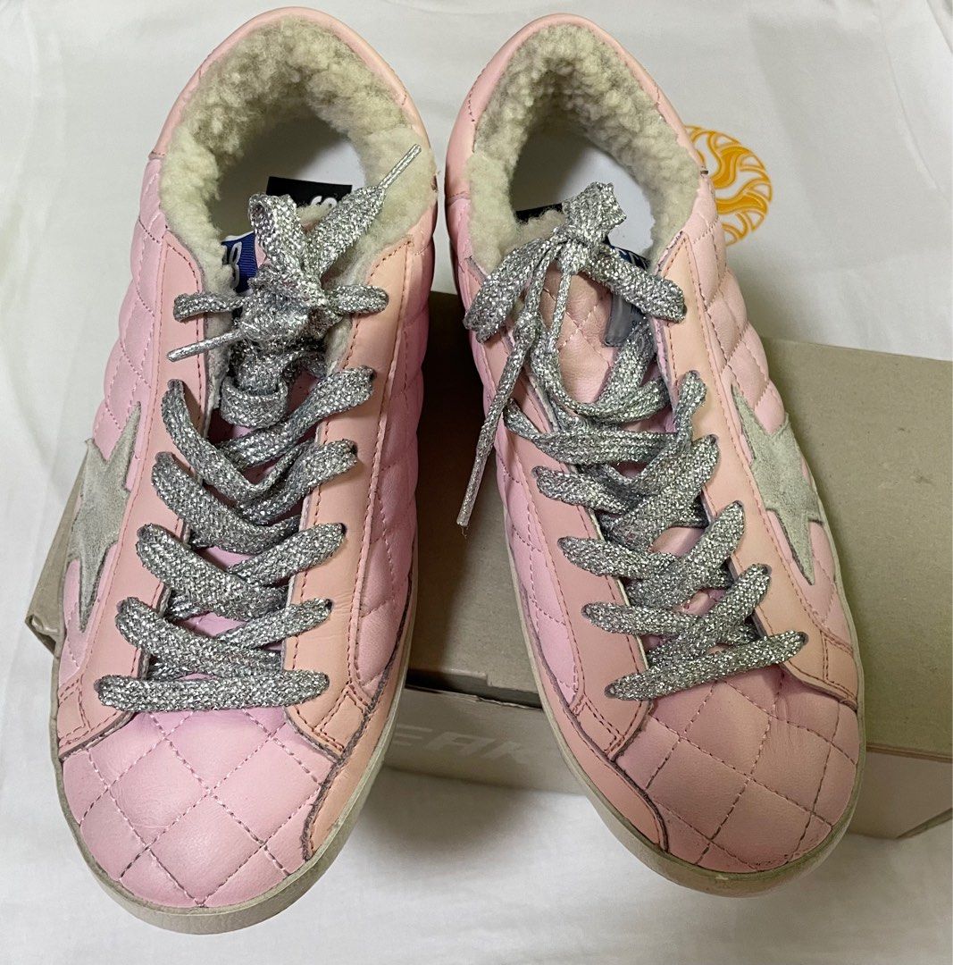 Golden Goose Super-Star sneakers in pink quilted leather with shearling  lining, 女裝, 鞋, 波鞋- Carousell