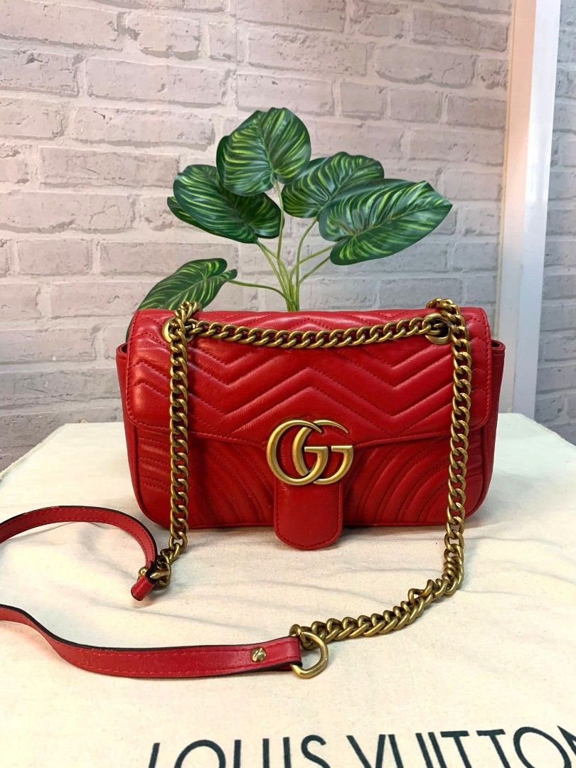 GUCCI GG MARMONT RED CROSSBODY BAG, Luxury, Bags & Wallets on Carousell