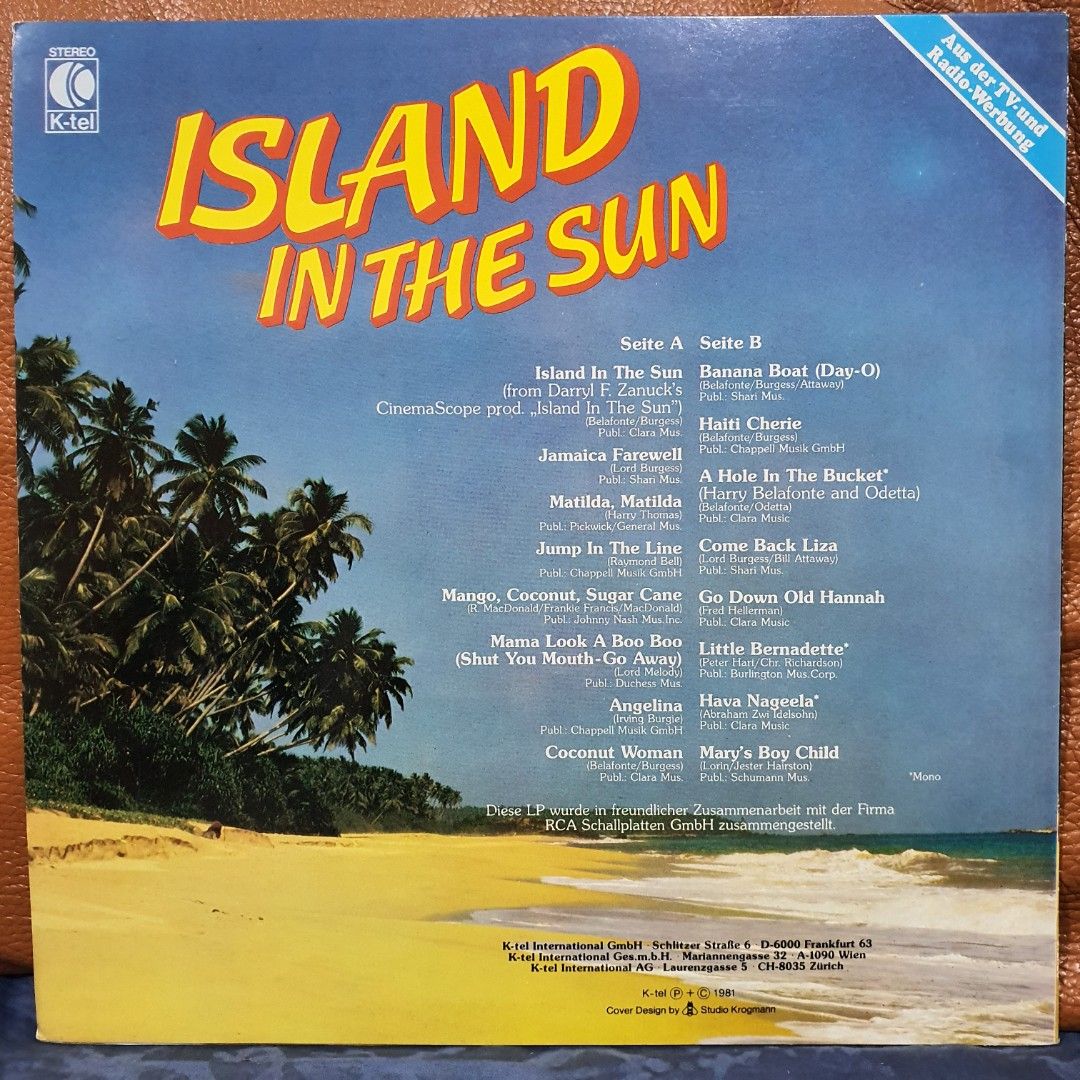 Reserved:　Toys,　Vinyls　ELP,　Carousell　Vinyl　Media,　Island　The　In　Belafonte　Harry　Hobbies　Music　Sun　Record　on