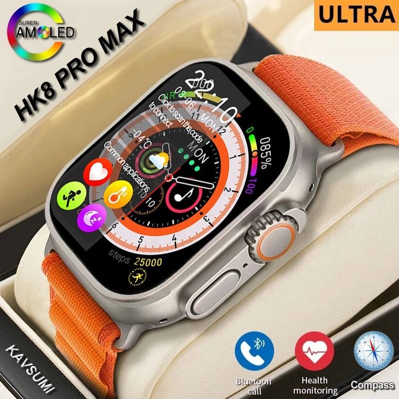 Hk8 Pro Max Ultra Smart Watch Men 49mm Amoled Screen Compass Nfc Smartwatch  Hk