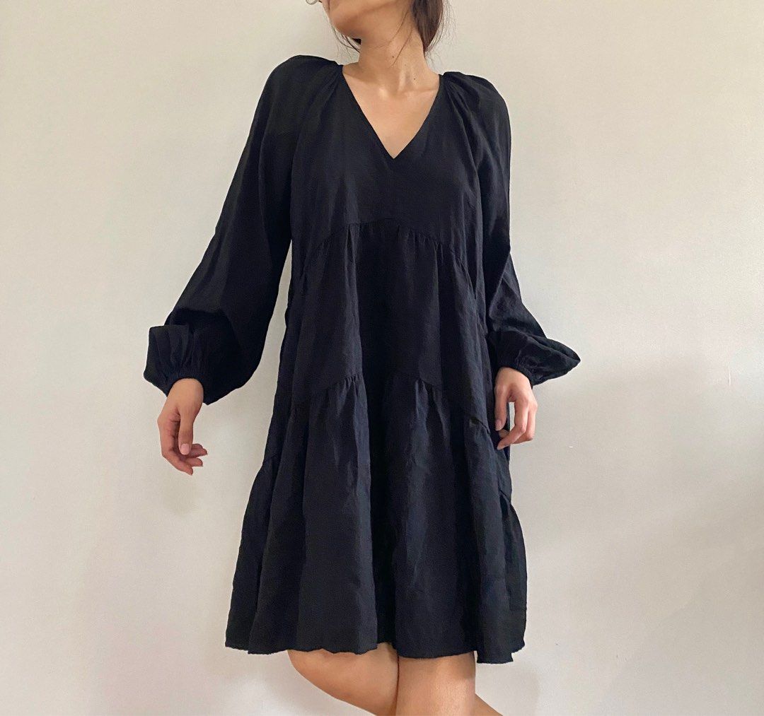 h&m black babydoll dress Zero Waste Draped Mini Dress – Antonioli.eu