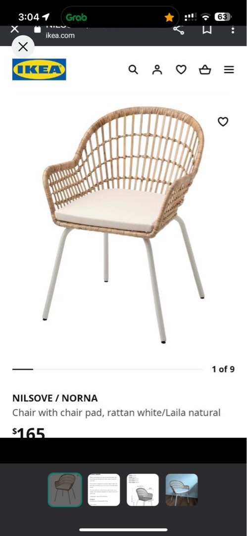 Ikea Rattan Chair - Nilsove with chair pad, Furniture & Home Living ...