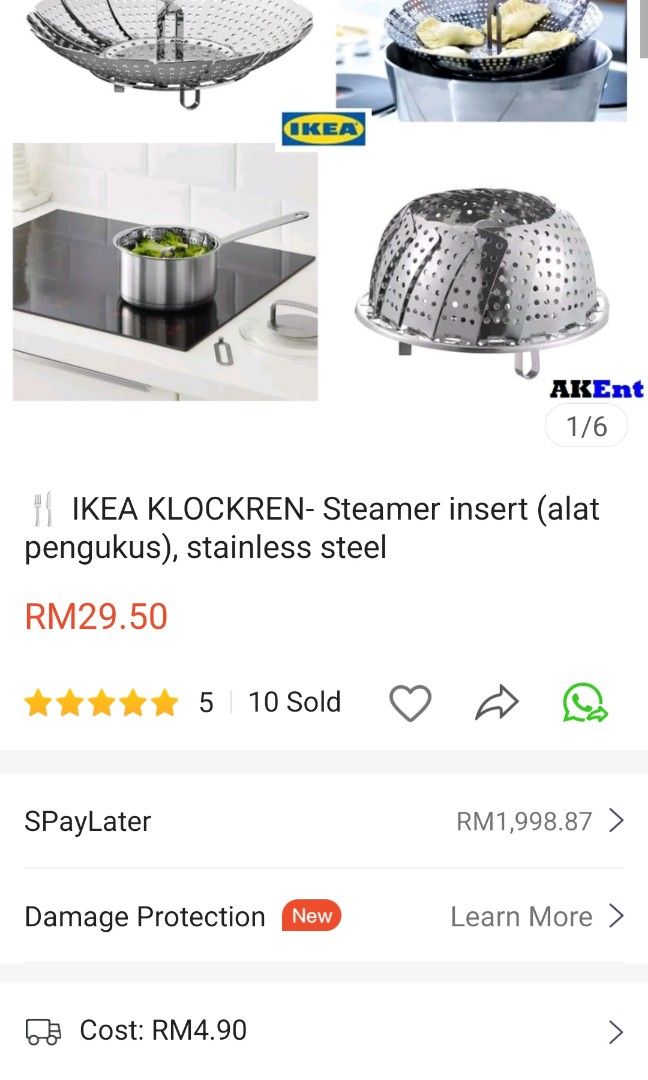 KLOCKREN Steamer insert, stainless steel - IKEA