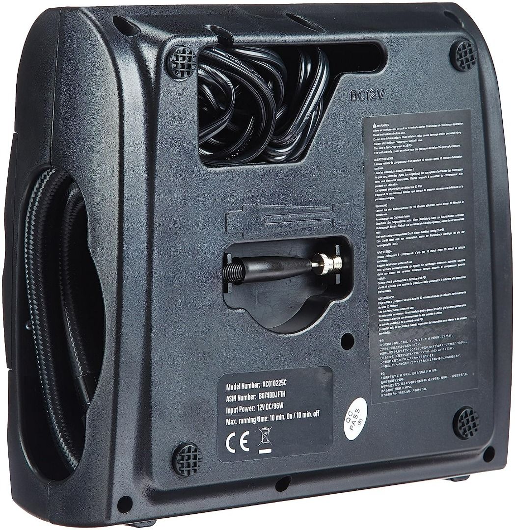 J010 AMAZONBASICS COMPACT PORTABLE 12V 150 PSI DIGITAL TYRE
