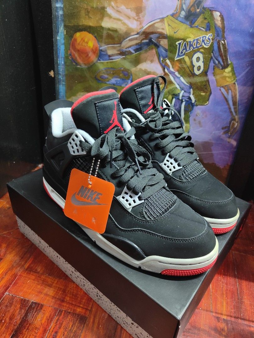 Jordan 4 Bred Men s Fashion Footwear Sneakers on Carousell