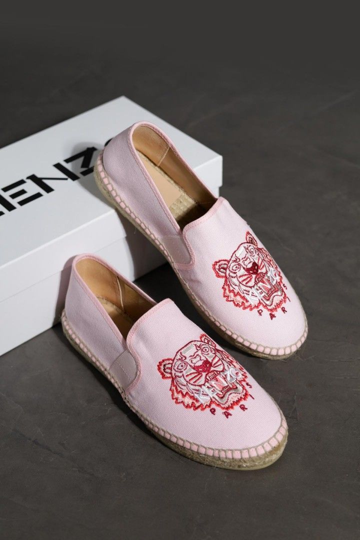 KENZO Women Tiger Espadrilles in Pink/Orange Canvas with Side