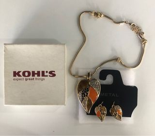 Kohl's Autumn Leaves Necklace & Dangling Earrings set