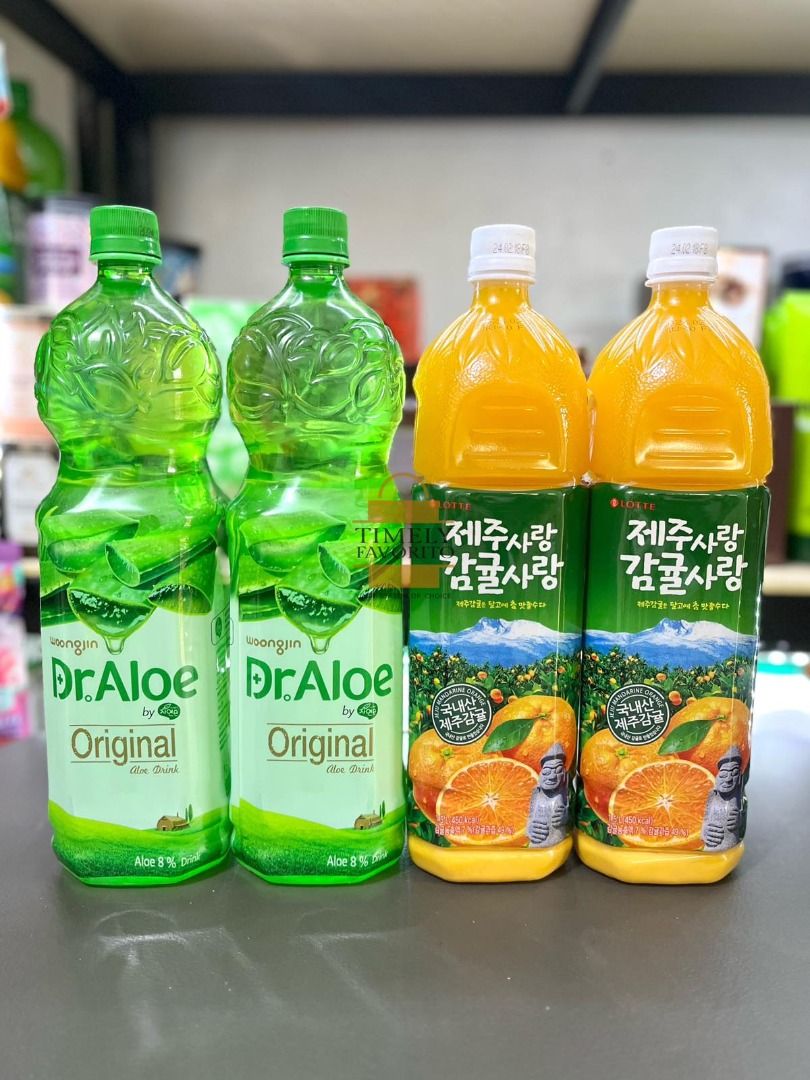 Korean Lotte Mandarin Juice 1.5L/Dr Aloe juice 1.5L, Food & Drinks