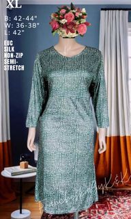 Light Green Small Polkadots Maxi Silk Dress Plus-Size XL