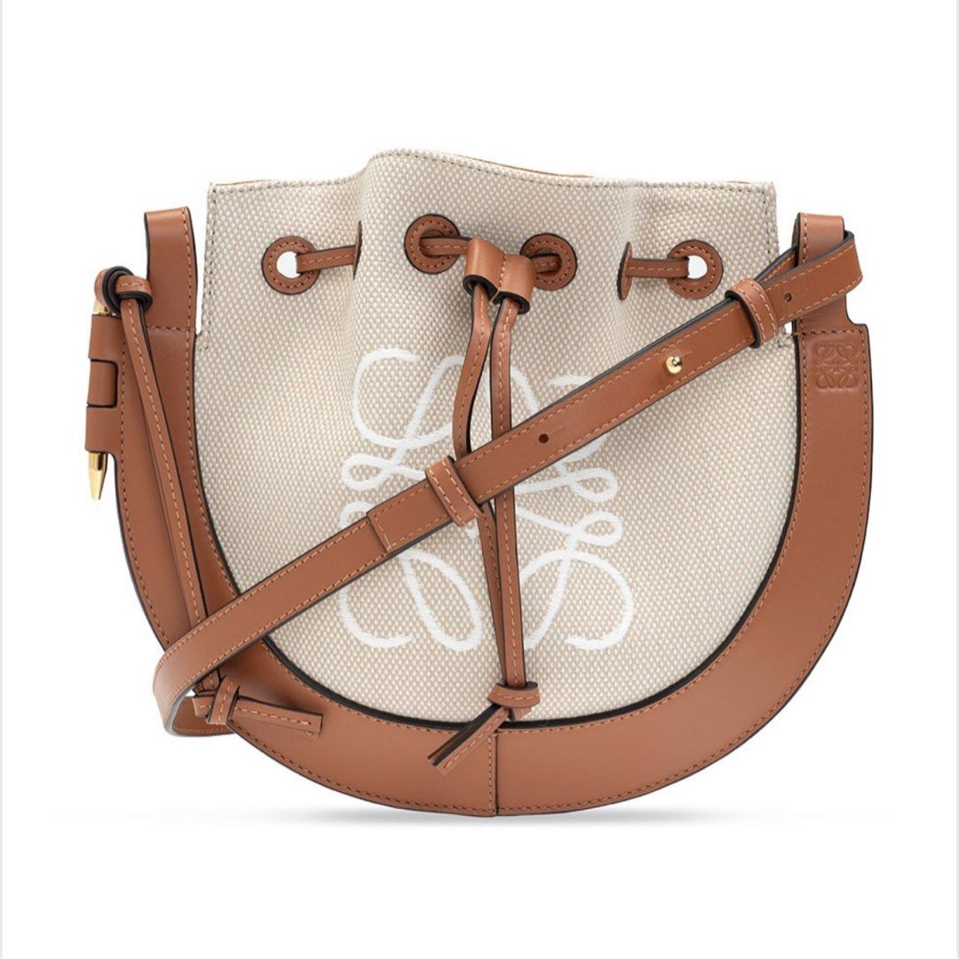 Loewe Small Horseshoe Anagram Canvas & Leather Crossbody Bag