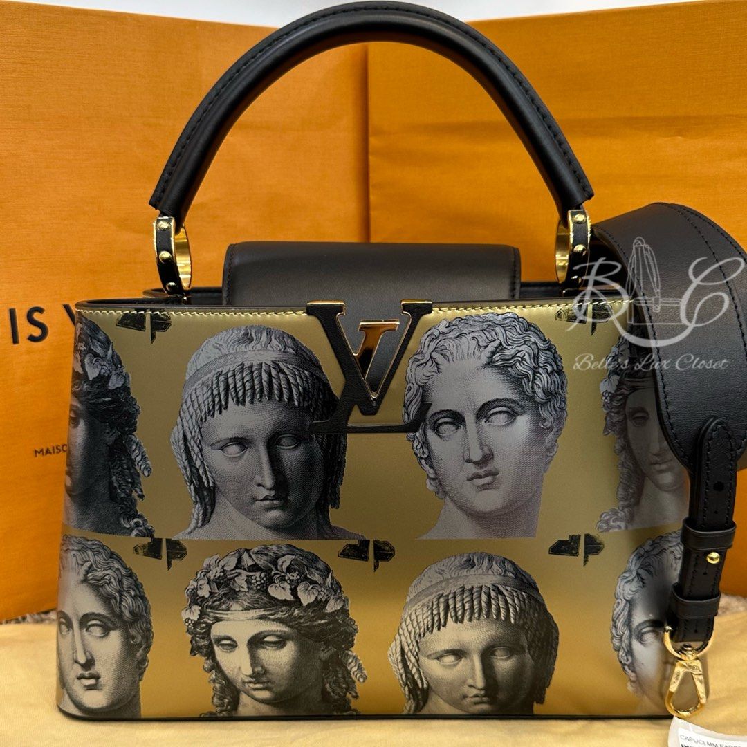 LOUIS VUITTON X FORNASETTI Calfskin Fornasetti Petite Malle Gold 917066