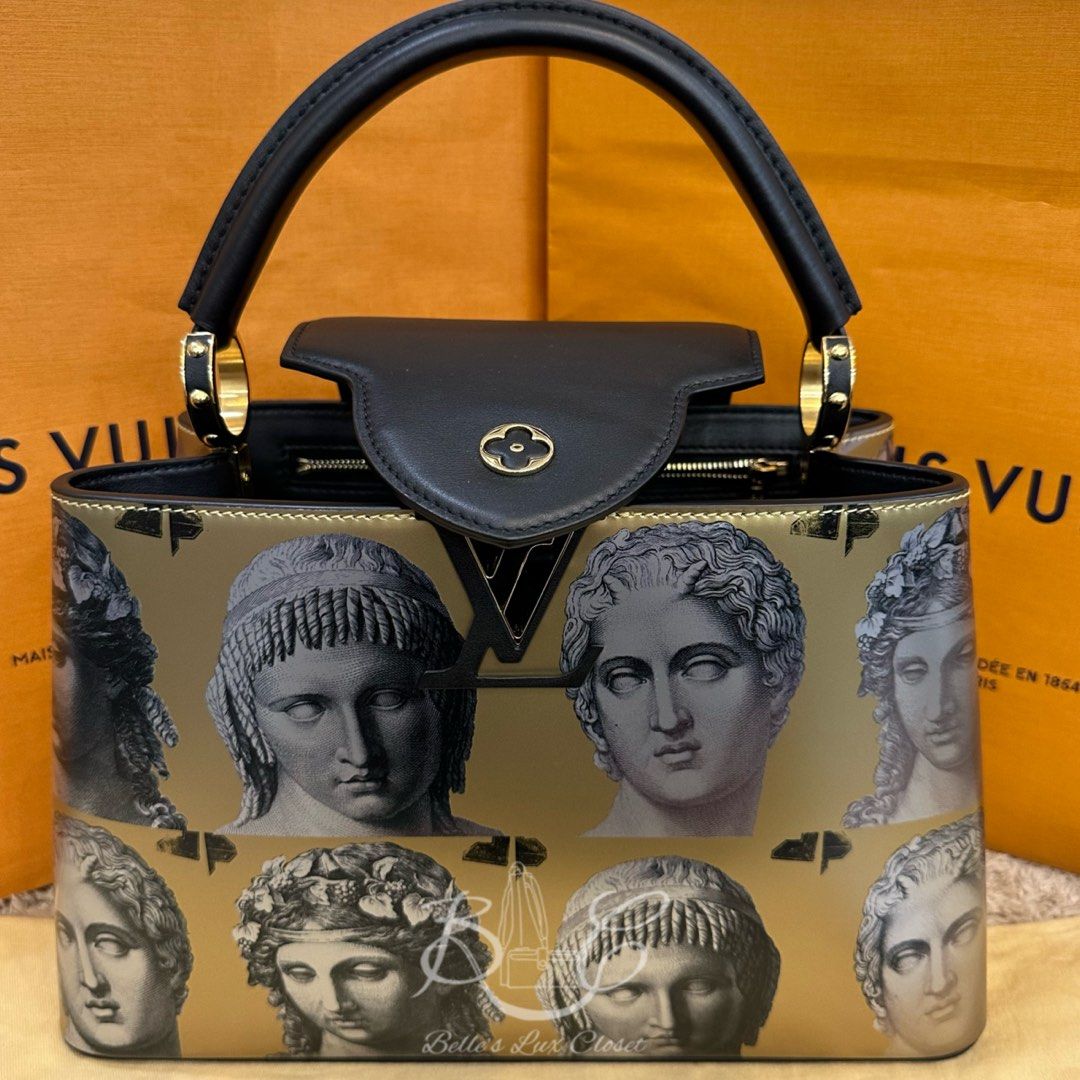 Louis Vuitton x Fornasetti Capucines MM Black and Gold Faded Portrait,  Luxury, Bags & Wallets on Carousell