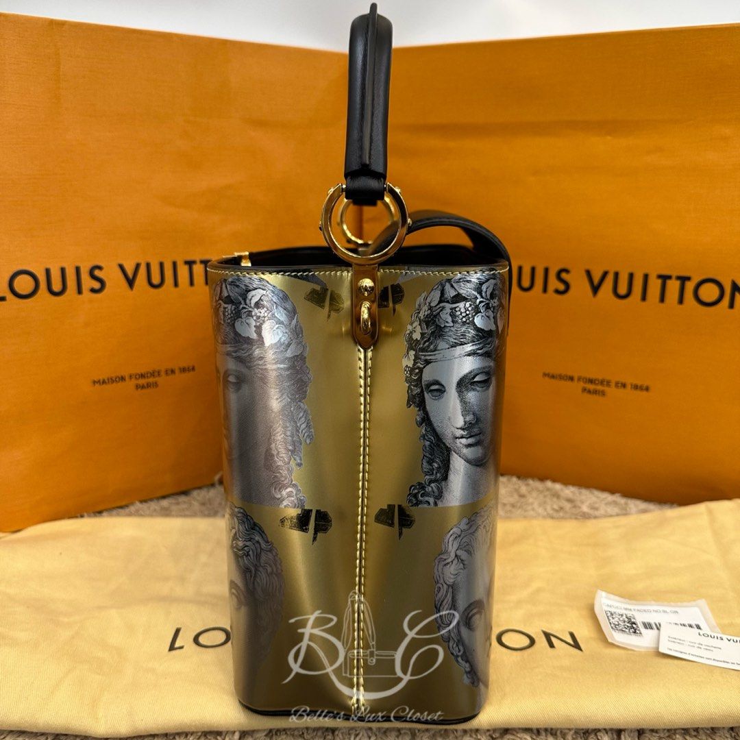 Louis Vuitton X Fornasetti Gold/Black Faded Portrait Capucines MM Shou