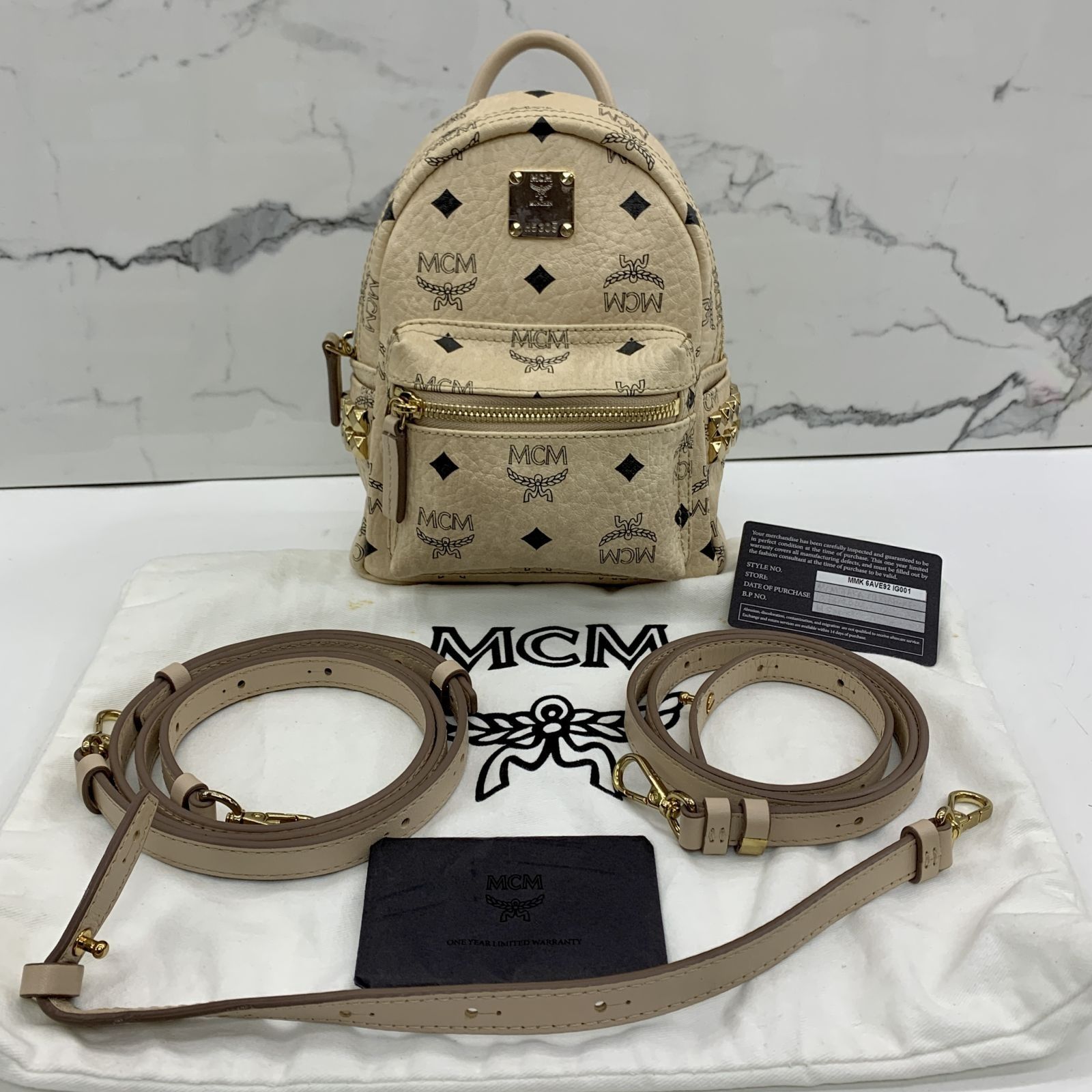 Mcm mini backpack beige top