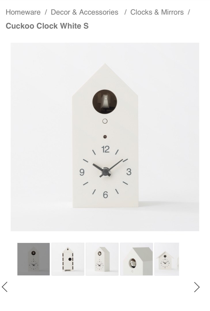 MUJI cuckoo clock White S, 傢俬＆家居, 家居裝飾, 時鐘 Carousell