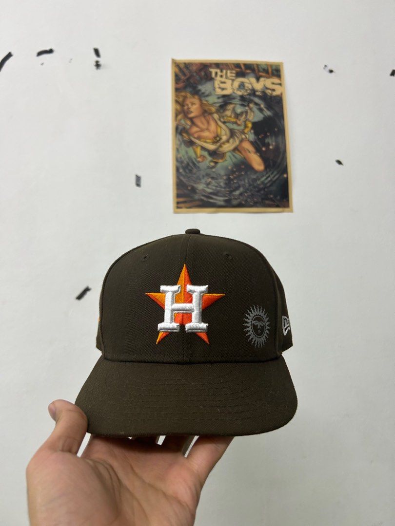 Vintage Y2K New Era 5950 Houston Astros MLB Black Fitted Hat Size